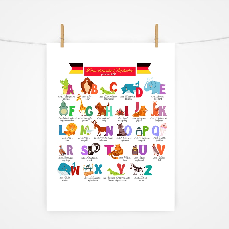 Kids Education Nursery - Alphabet allemand avec animaux pour chambre