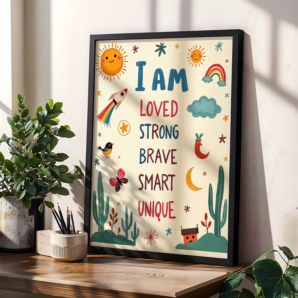 Art mural coloré « I Am Loved  - Kids Education Nursery avis et prix
