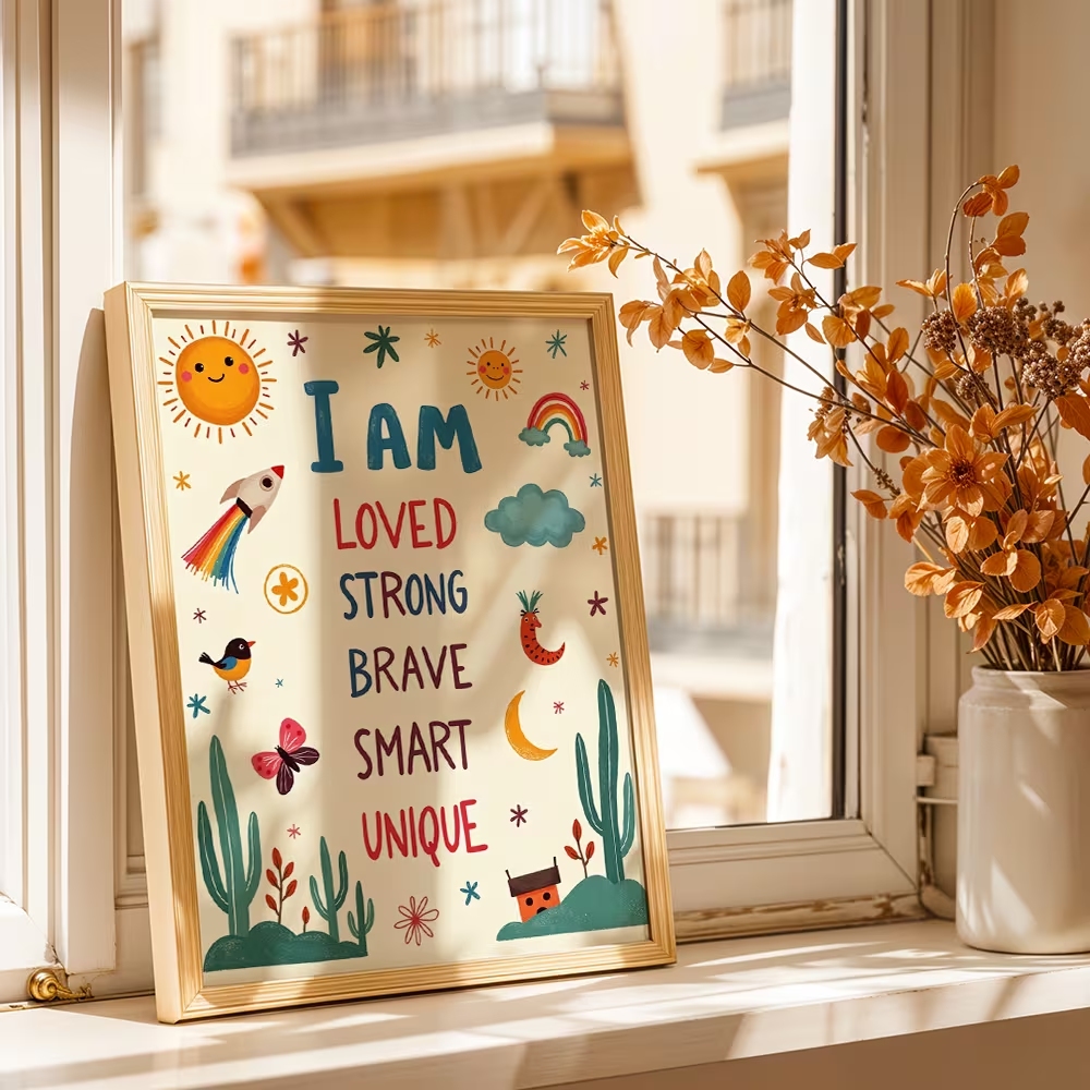 Art mural coloré « I Am Loved  - Kids Education Nursery avis et prix