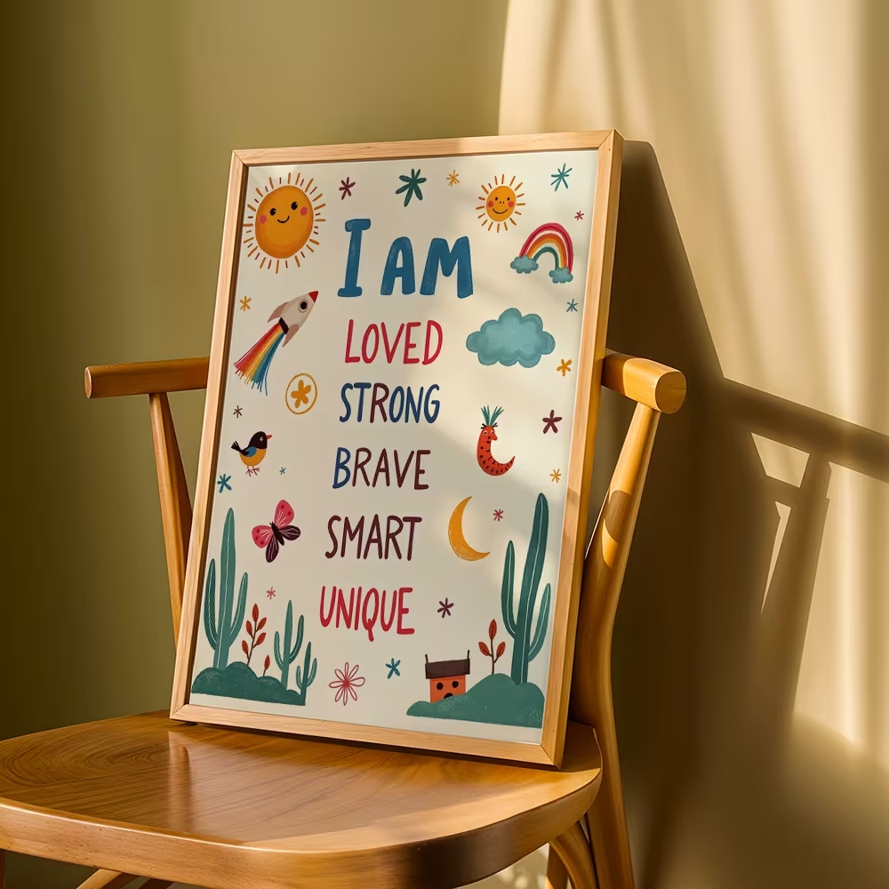 Art mural coloré « I Am Loved  - Kids Education Nursery avis et prix