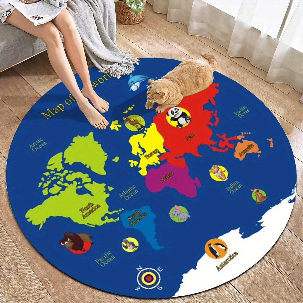 Tapis rond carte du monde en f - Kids Education Nursery avis et prix