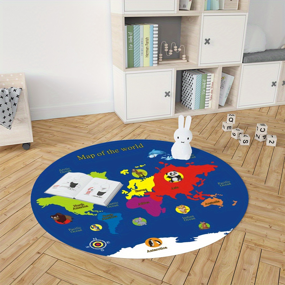 Tapis rond carte du monde en f - Kids Education Nursery avis et prix