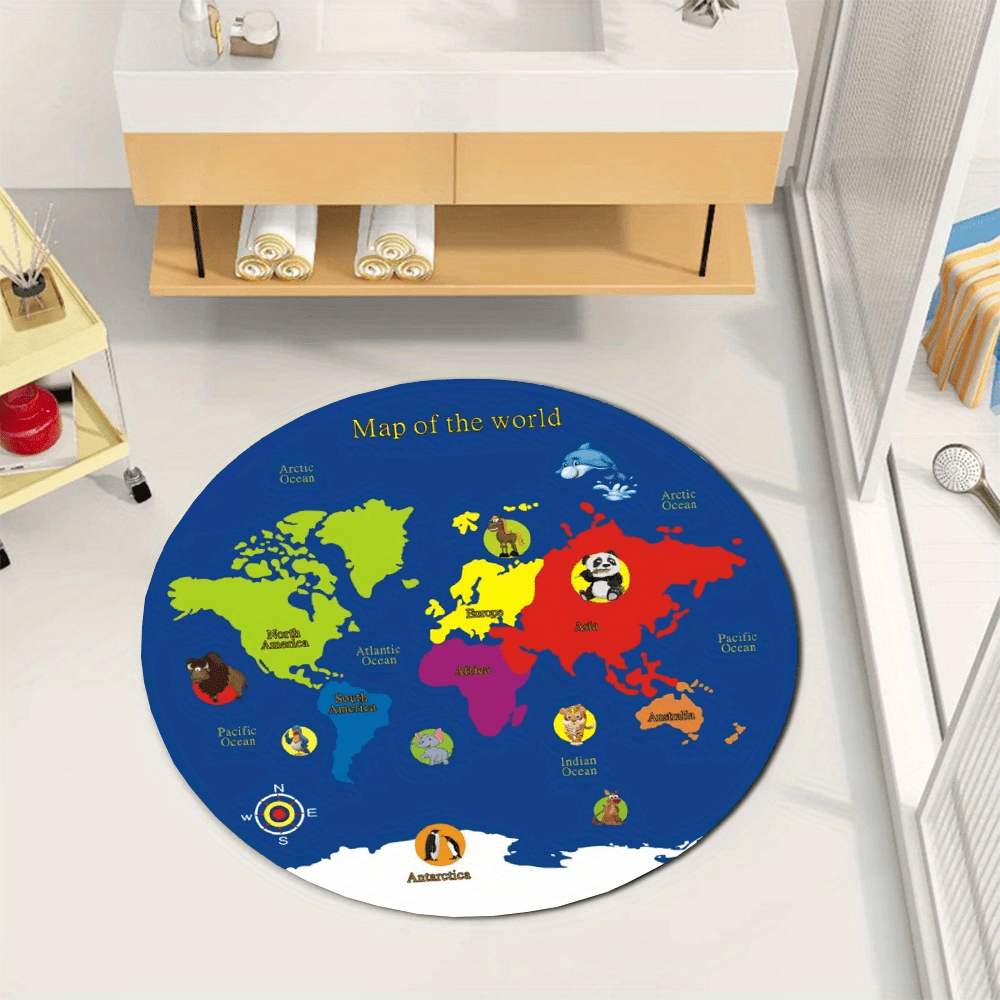 Tapis rond carte du monde en f - Kids Education Nursery avis et prix
